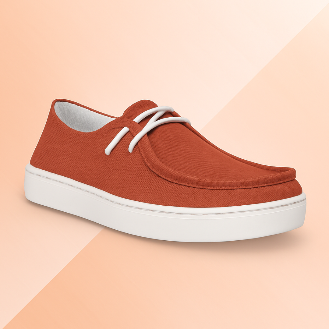 Stridewalk AirLite™ Comfort Loafers for Men, Canvas Moccasin Slip-On Shoes (Brick Red)