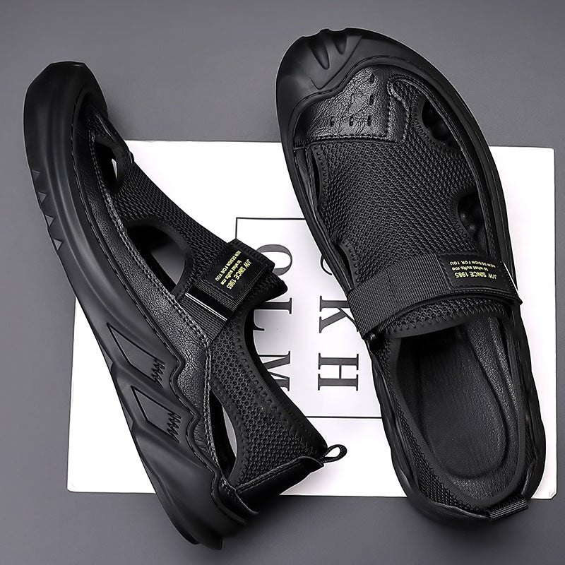 🔥New Year Special Men’s Buckled Knit Sandals (Black)