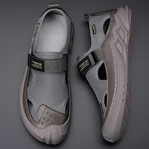 🔥New Year Special Men’s Buckled Knit Sandals (Grey)