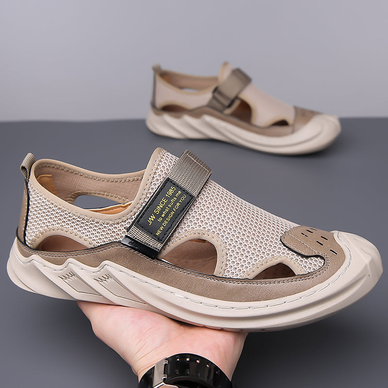 🔥New Year Special Men’s Buckled Knit Sandals (Beige)