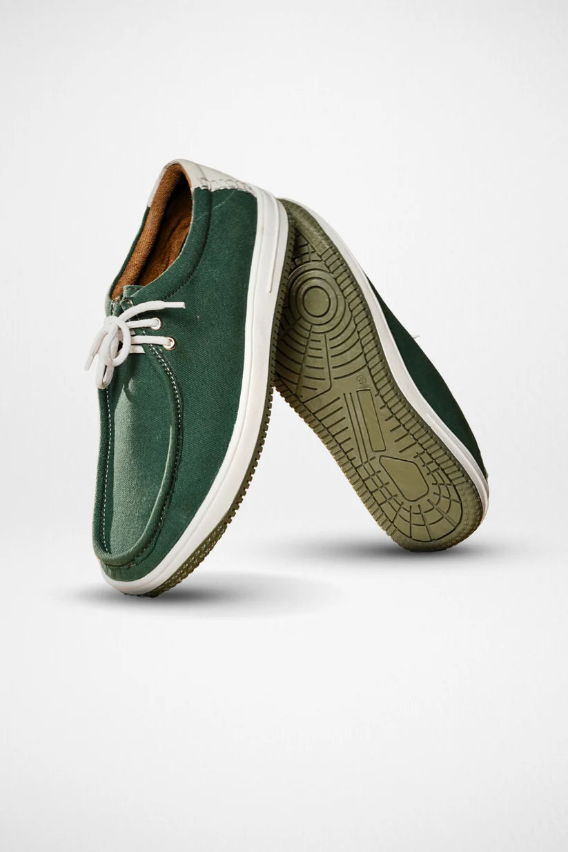 Stridewalk AirLite™ Comfort Loafers for Men, Canvas Moccasin Slip-On Shoes (Olive Green)