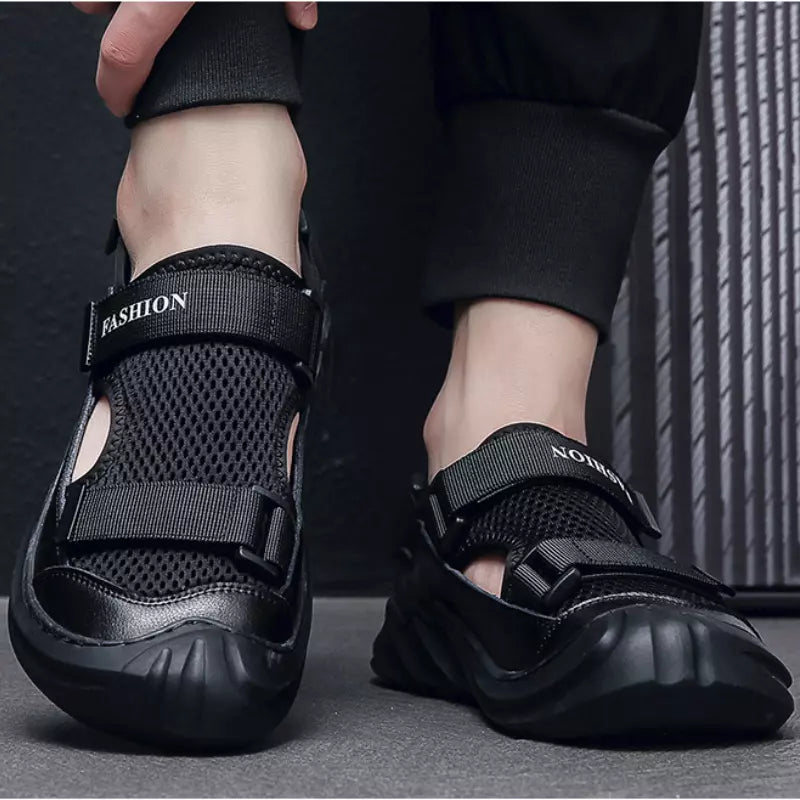 🔥New Year Special Men’s Buckled Knit Sandals (Black)