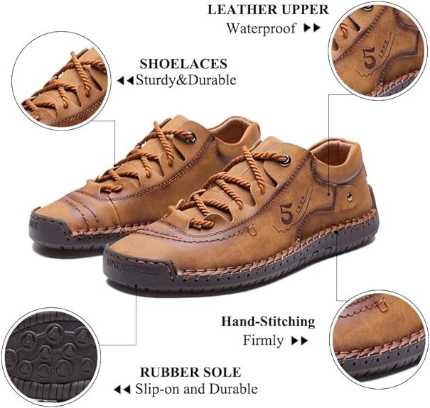 StrideWalk Men's Handmade Loafers Slip-On Walking Driving Shoes 👞✨