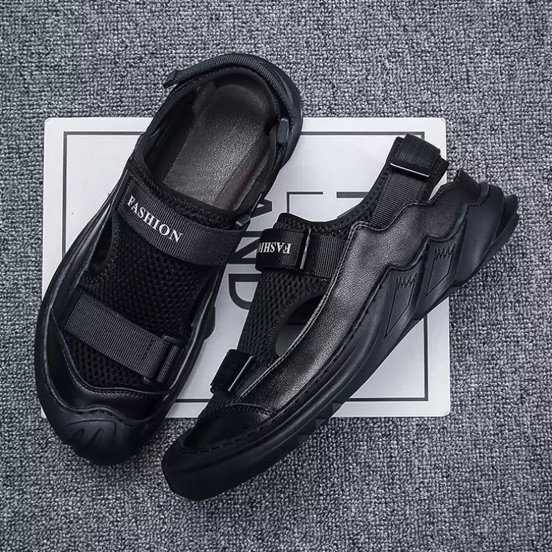 🔥New Year Special Men’s Buckled Knit Sandals (Black)