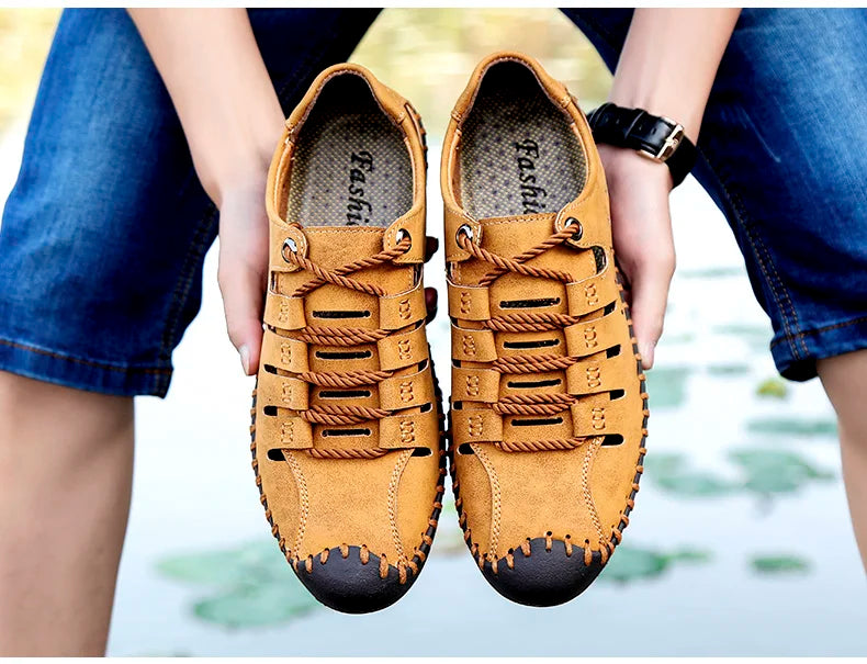 🌟 Trendy Men's Leather Stridewalk Sandals (Brown)