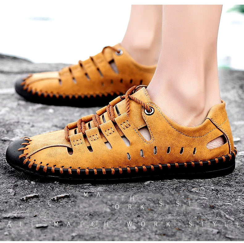 🌟 Trendy Men's Leather Stridewalk Sandals (Brown)