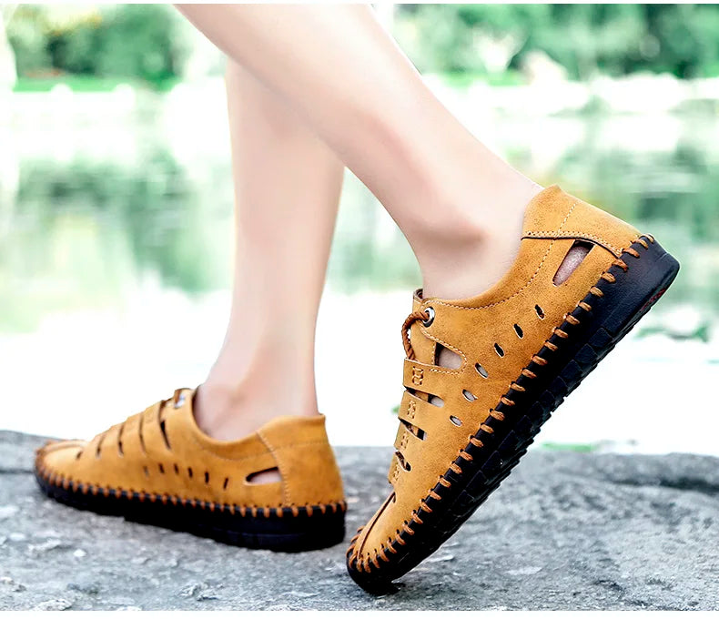 🌟 Trendy Men's Leather Stridewalk Sandals (Brown)