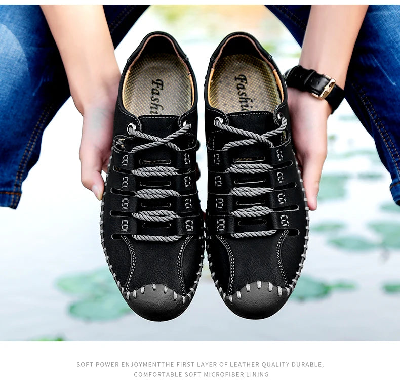 🌟 Trendy Men's Leather Stridewalk Sandals (Black)