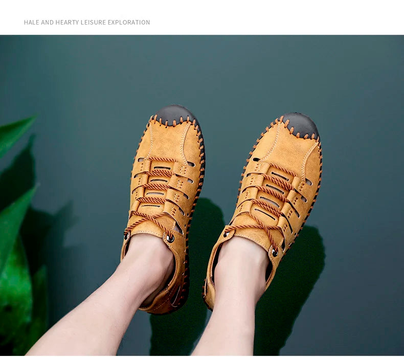 🌟 Trendy Men's Leather Stridewalk Sandals (Brown)