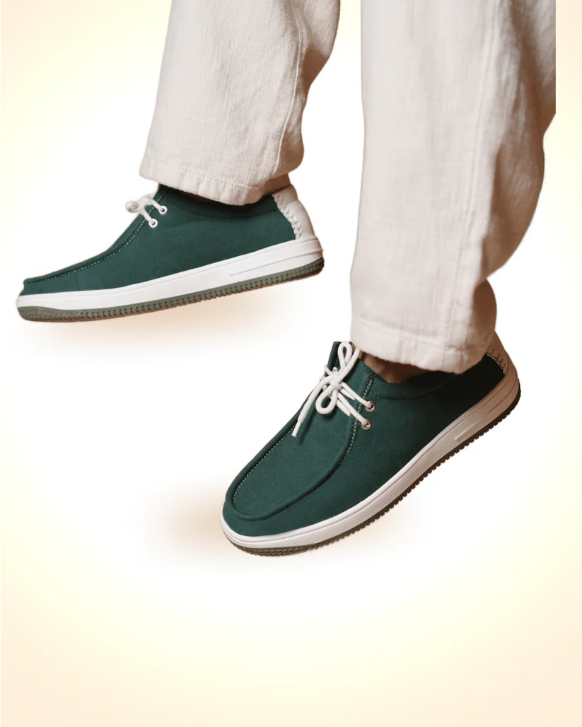 Stridewalk AirLite™ Comfort Loafers for Men, Canvas Moccasin Slip-On Shoes (Olive Green)