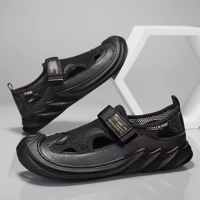 🔥New Year Special Men’s Buckled Knit Sandals (Black)