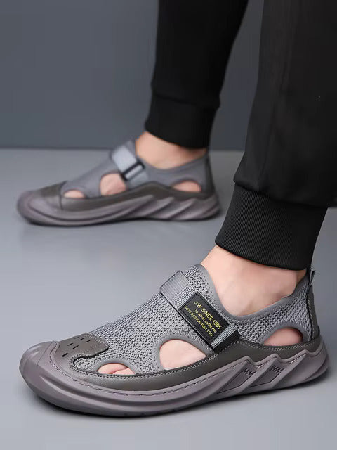 🔥New Year Special Men’s Buckled Knit Sandals (Grey)
