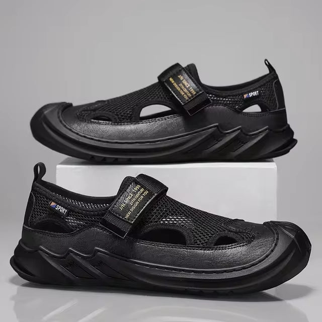 🔥New Year Special Men’s Buckled Knit Sandals (Black)