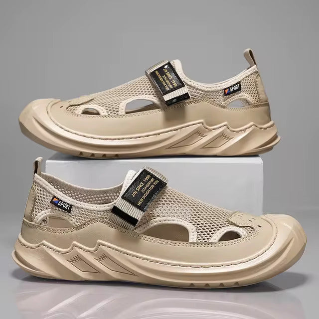 🔥New Year Special Men’s Buckled Knit Sandals (Beige)