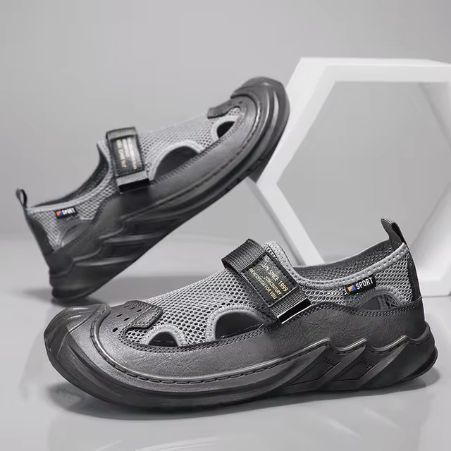 🔥New Year Special Men’s Buckled Knit Sandals (Grey)