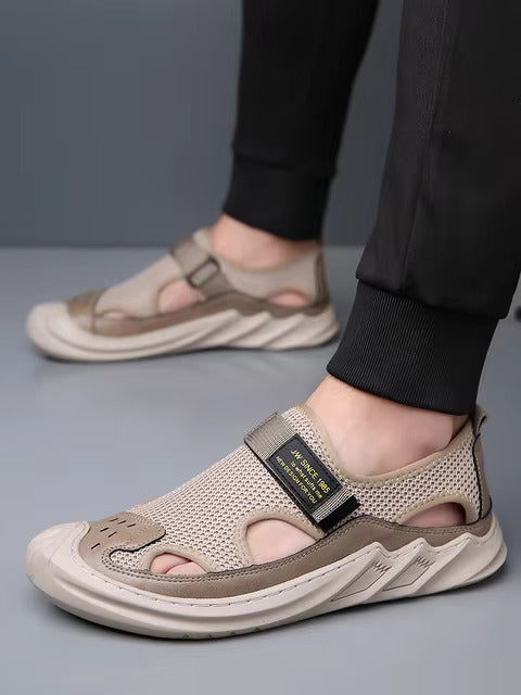 🔥New Year Special Men’s Buckled Knit Sandals (Beige)