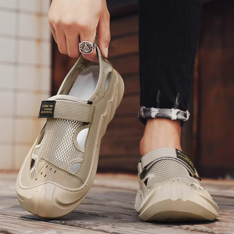 🔥New Year Special Men’s Buckled Knit Sandals (Beige)