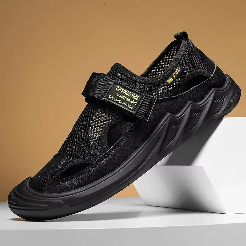 🔥New Year Special Men’s Buckled Knit Sandals (Black)