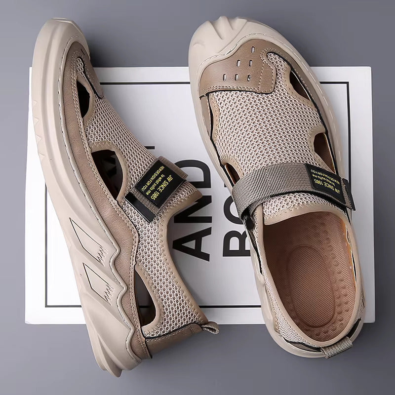 🔥New Year Special Men’s Buckled Knit Sandals (Beige)