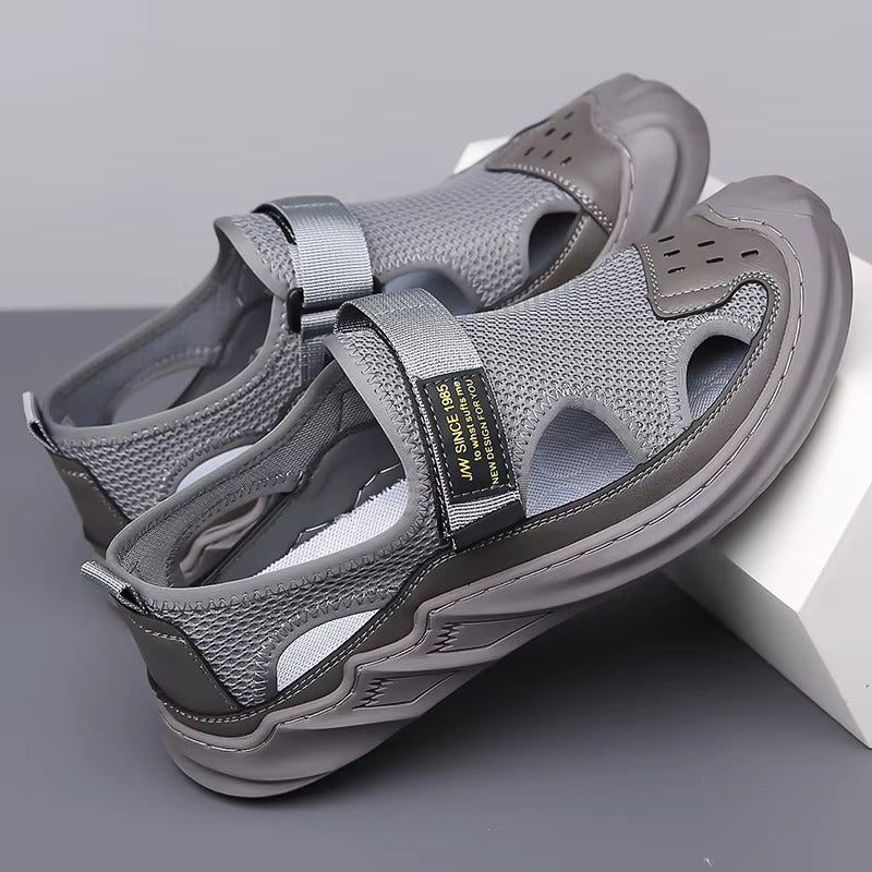 🔥New Year Special Men’s Buckled Knit Sandals (Grey)