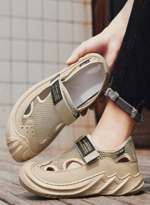 🔥New Year Special Men’s Buckled Knit Sandals (Beige)