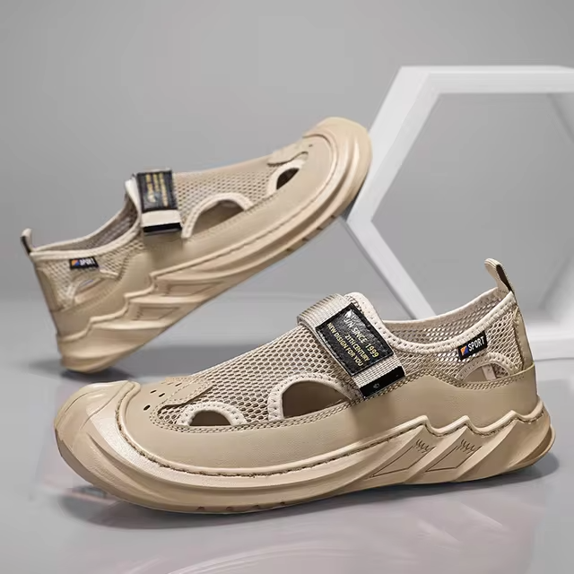 🔥New Year Special Men’s Buckled Knit Sandals (Beige)