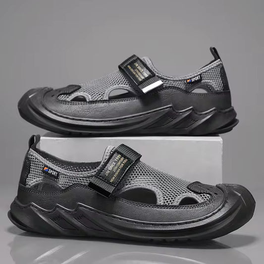 🔥New Year Special Men’s Buckled Knit Sandals (Grey)