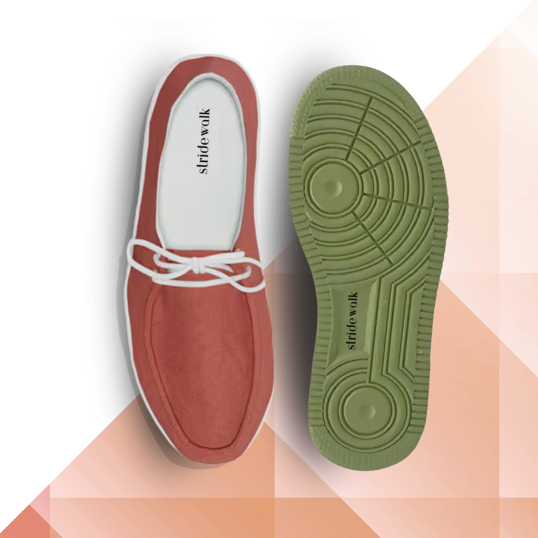 Stridewalk AirLite™ Comfort Loafers for Men, Canvas Moccasin Slip-On Shoes (Brick Red)