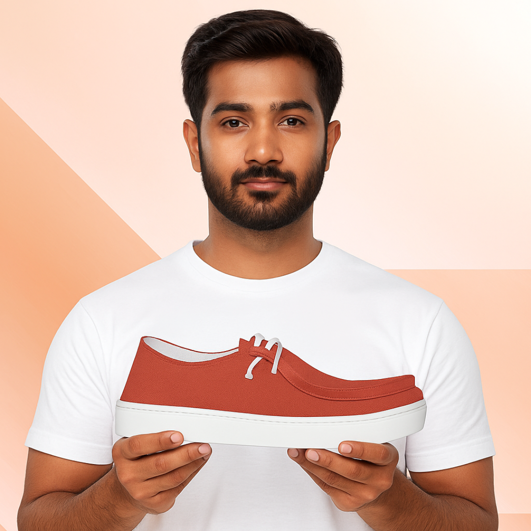 Stridewalk AirLite™ Comfort Loafers for Men, Canvas Moccasin Slip-On Shoes (Brick Red)