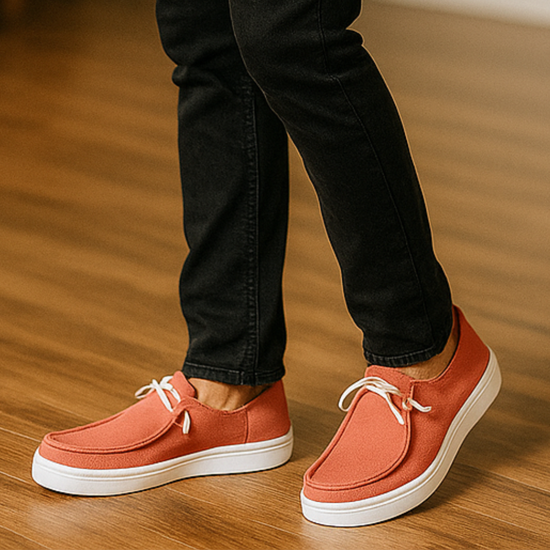 Stridewalk AirLite™ Comfort Loafers for Men, Canvas Moccasin Slip-On Shoes (Brick Red)