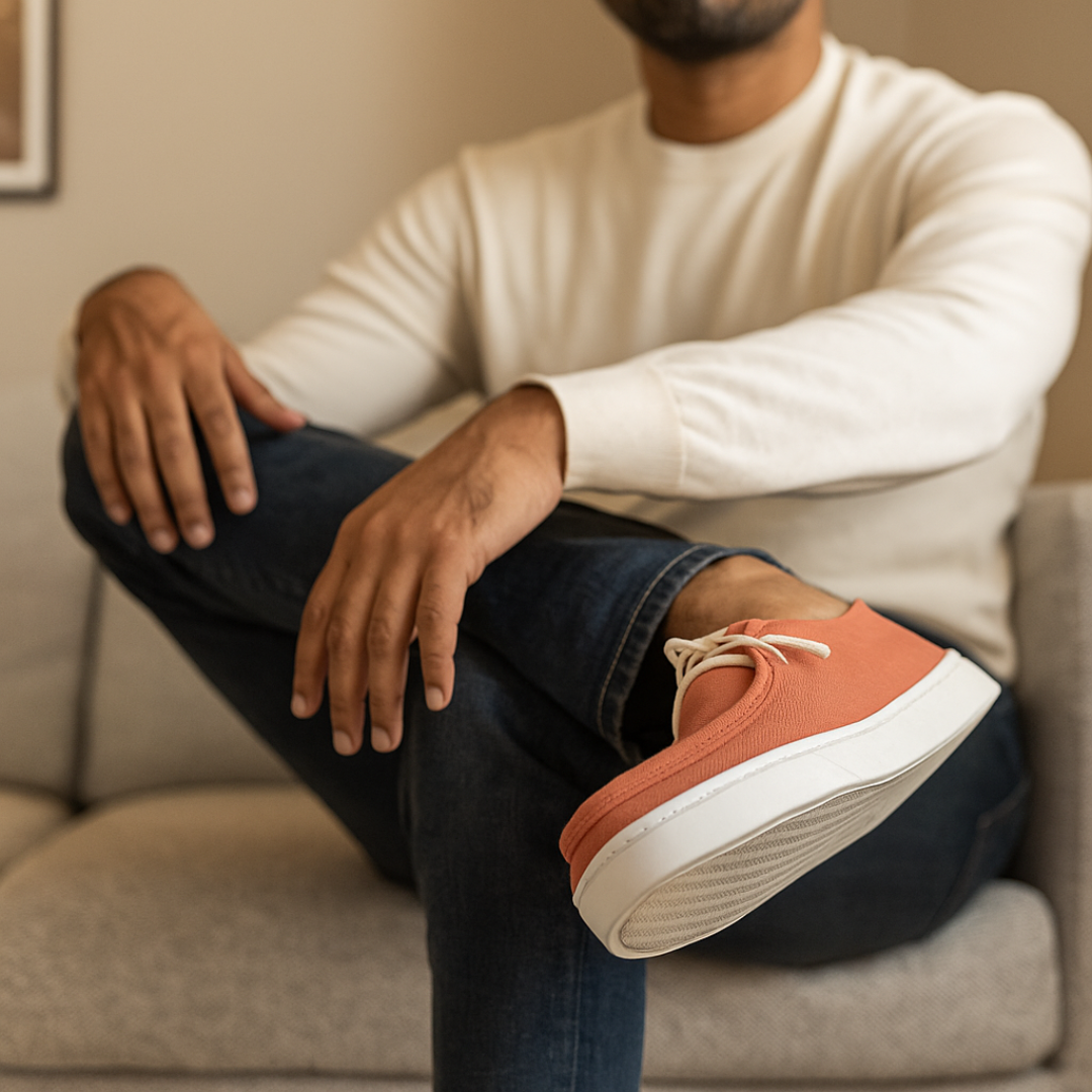 Stridewalk AirLite™ Comfort Loafers for Men, Canvas Moccasin Slip-On Shoes (Brick Red)