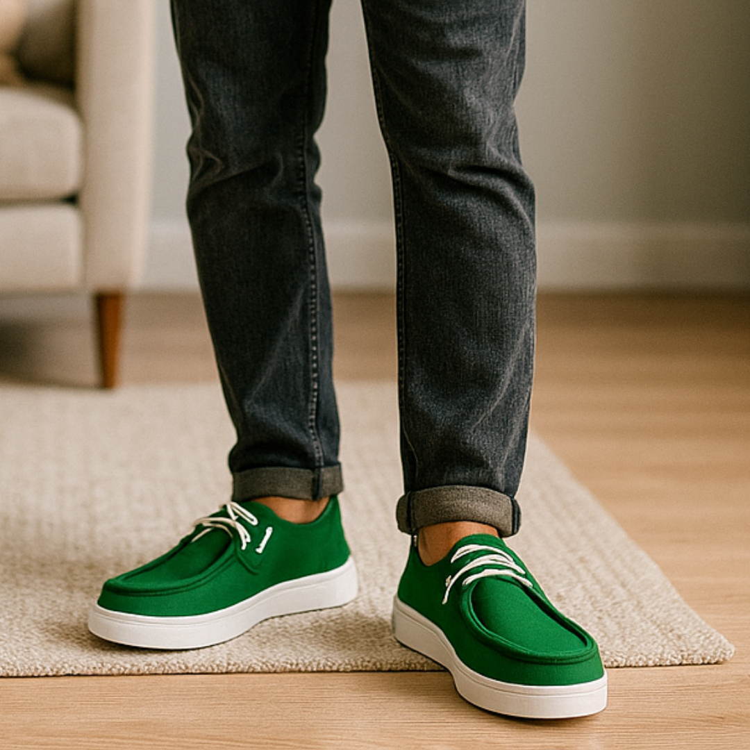 Stridewalk AirLite™ Comfort Loafers for Men, Canvas Moccasin Slip-On Shoes (Olive Green)