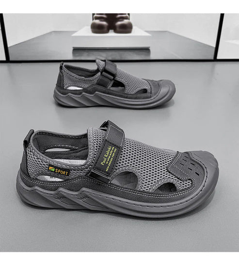 🔥New Year Special Men’s Buckled Knit Sandals (Grey)