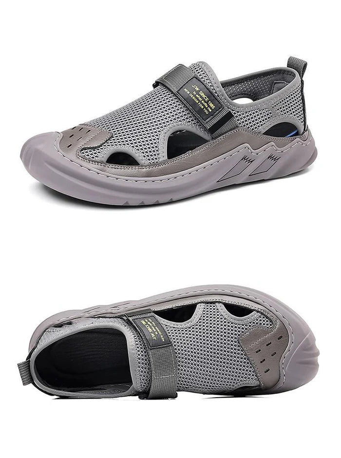 🔥New Year Special Men’s Buckled Knit Sandals (Grey)