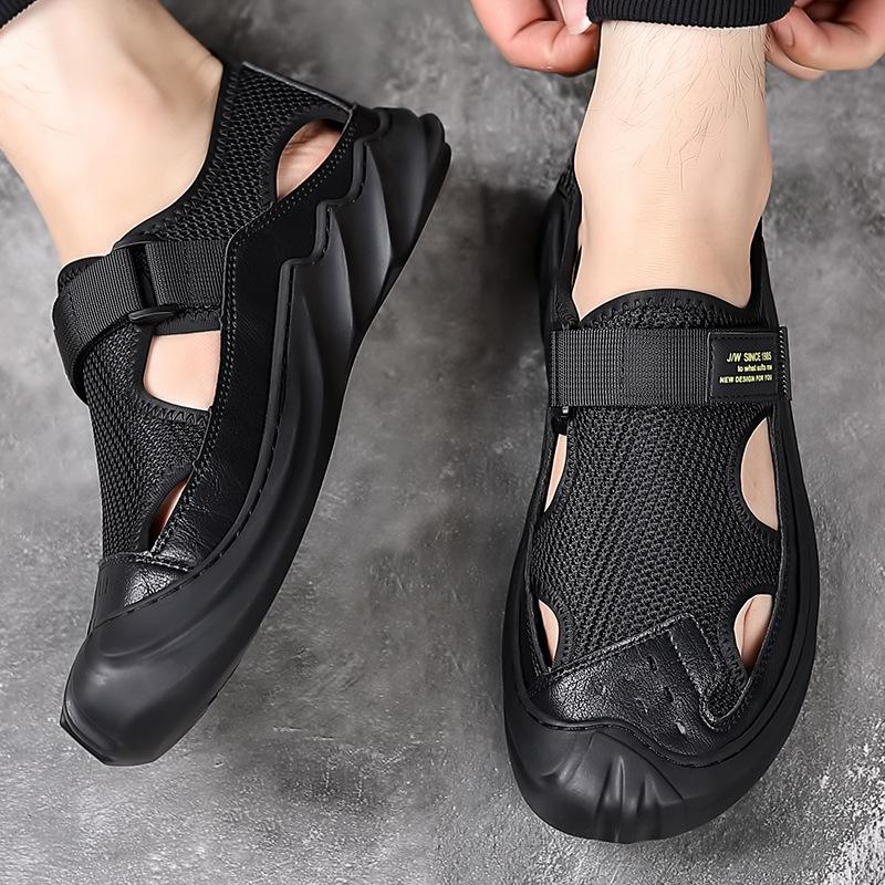 🔥New Year Special Men’s Buckled Knit Sandals (Black)