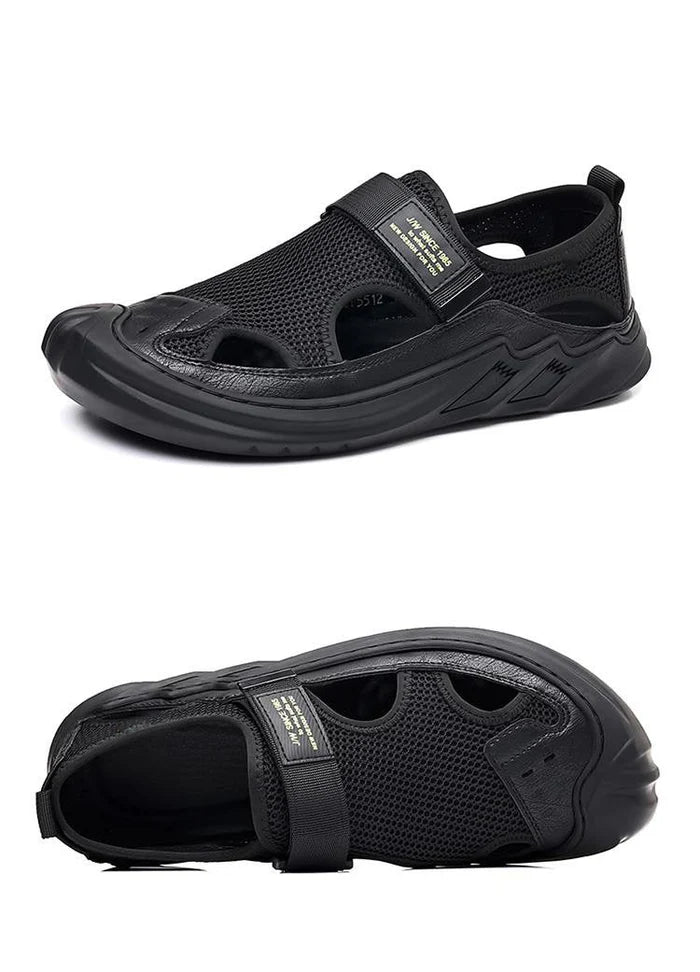 🔥New Year Special Men’s Buckled Knit Sandals (Black)