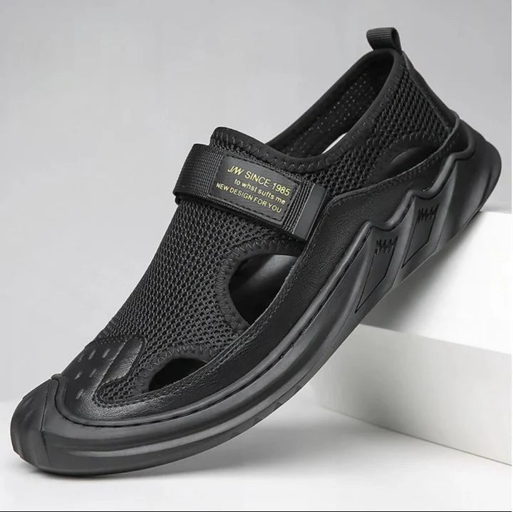 🔥New Year Special Men’s Buckled Knit Sandals (Black)