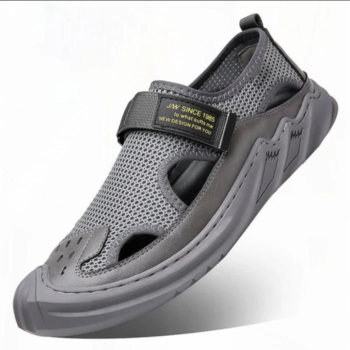 🔥New Year Special Men’s Buckled Knit Sandals (Grey)