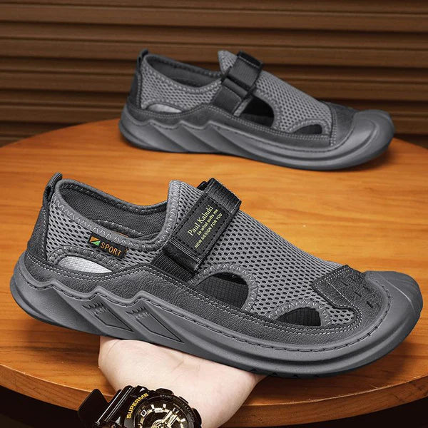 🔥New Year Special Men’s Buckled Knit Sandals (Grey)